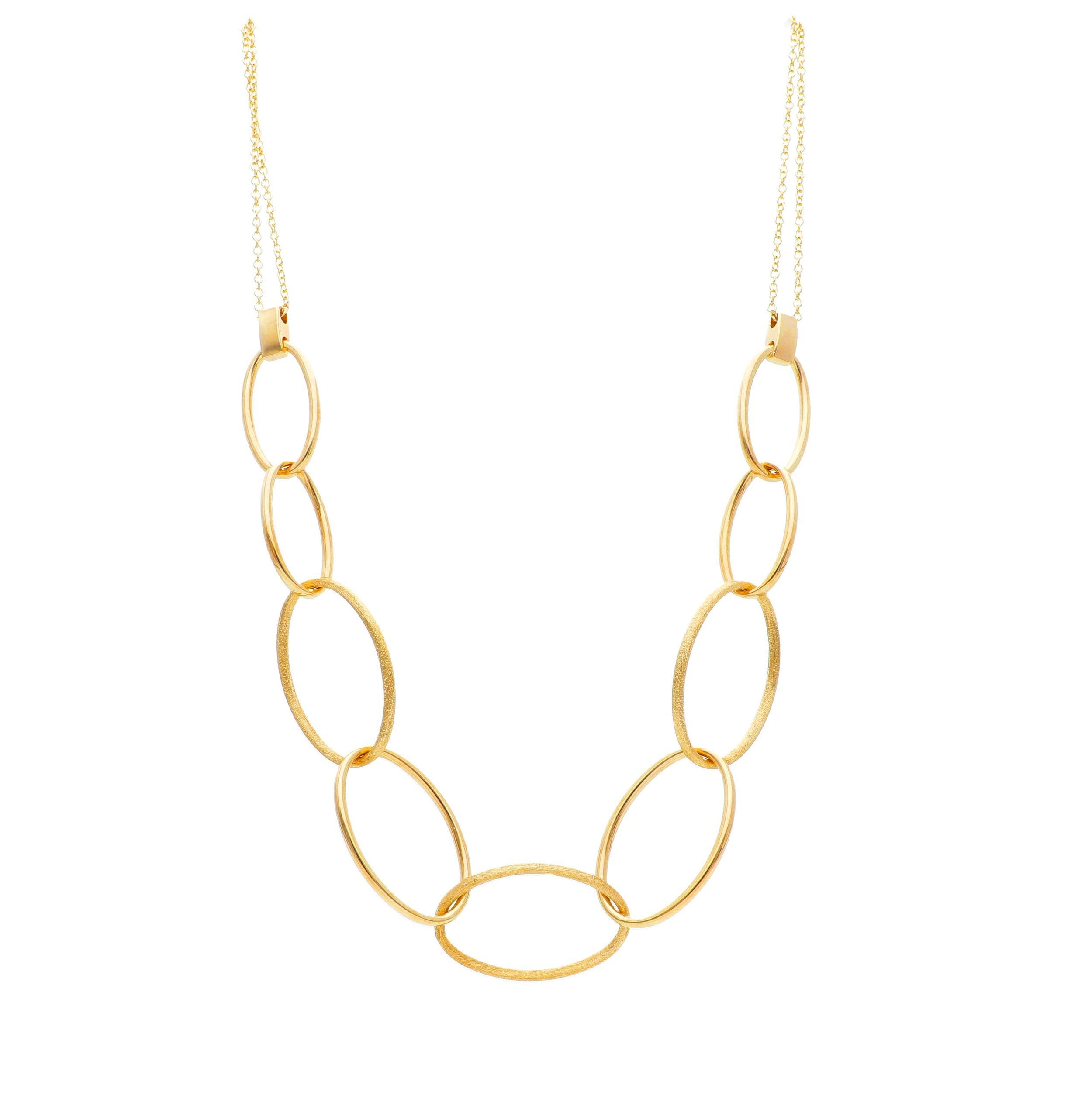 Golden necklace k14 with oval gold rings (code S246028)